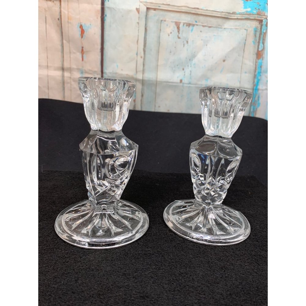Pair of Lead Crystal Candle Stick Holders *